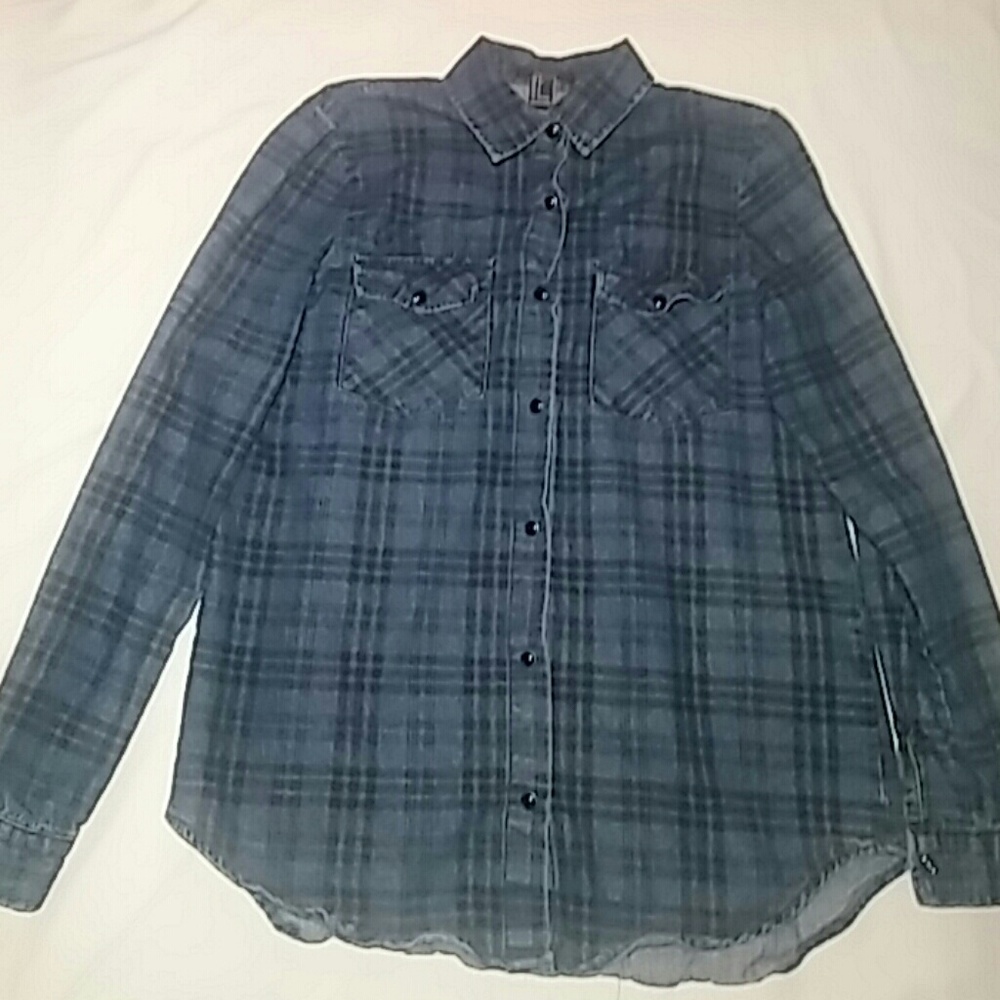 Plaid blue and black flannel